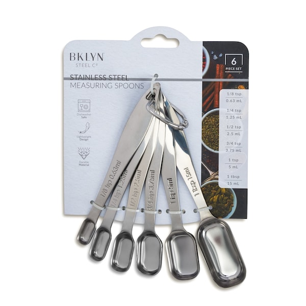 Bklyn Steel Co. 6pc Stainless Steel Measuring Spoons 52168 - main